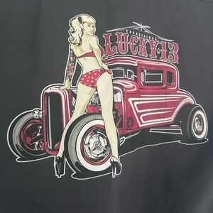 Lucky 13 Red Kap work shirt with pin up & hot rod